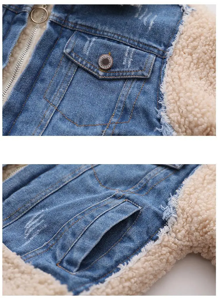 Шикарная джинсовая куртка из овечьей шерсти для девочек-подростков повседневное