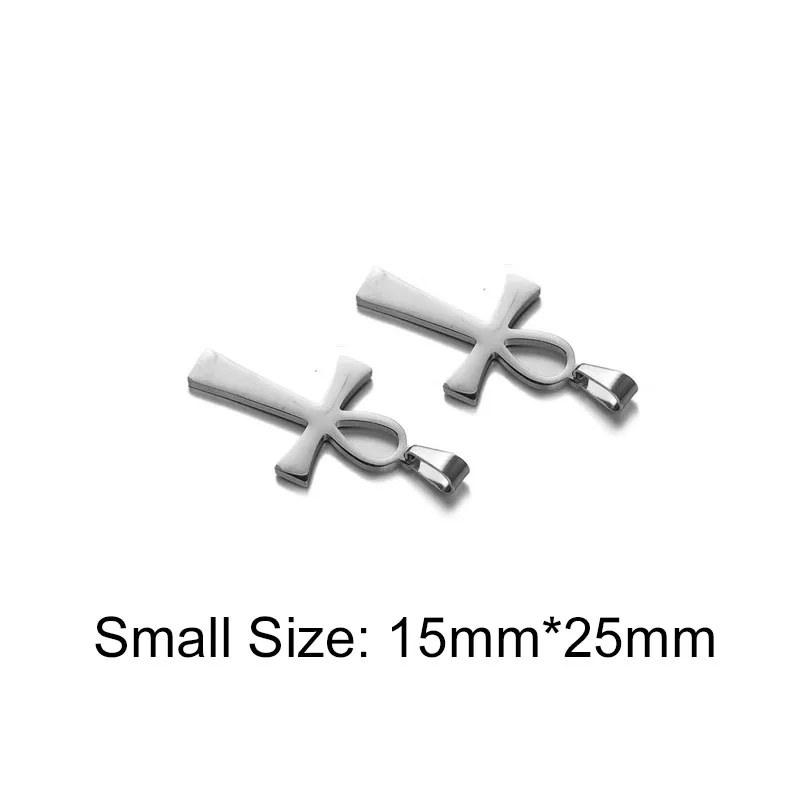 Silver Small Size 100 шт 25 мм* 40 мм розовое золото серебро 4 цвета Египетский Анкх из нержавеющей стали амулеты для изготовления ювелирных изделий DIY АНХ подвески аксессуары - Окраска металла: Silver Small Size