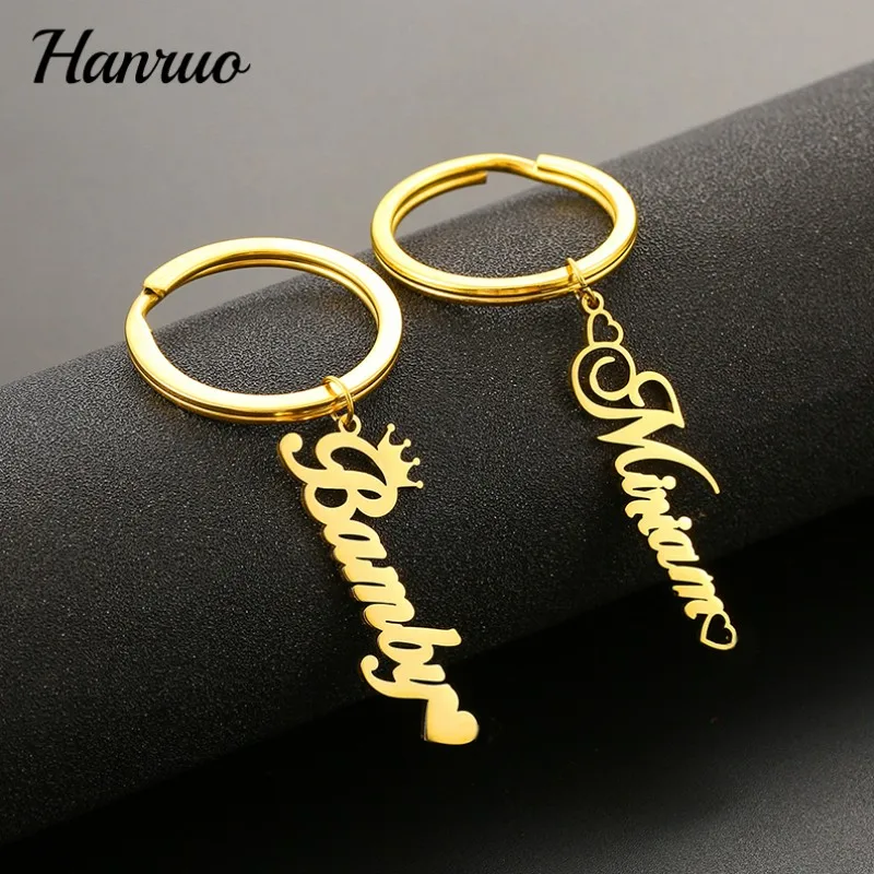 Персонализированные Пользовательское имя брелок из нержавеющей стали круглый