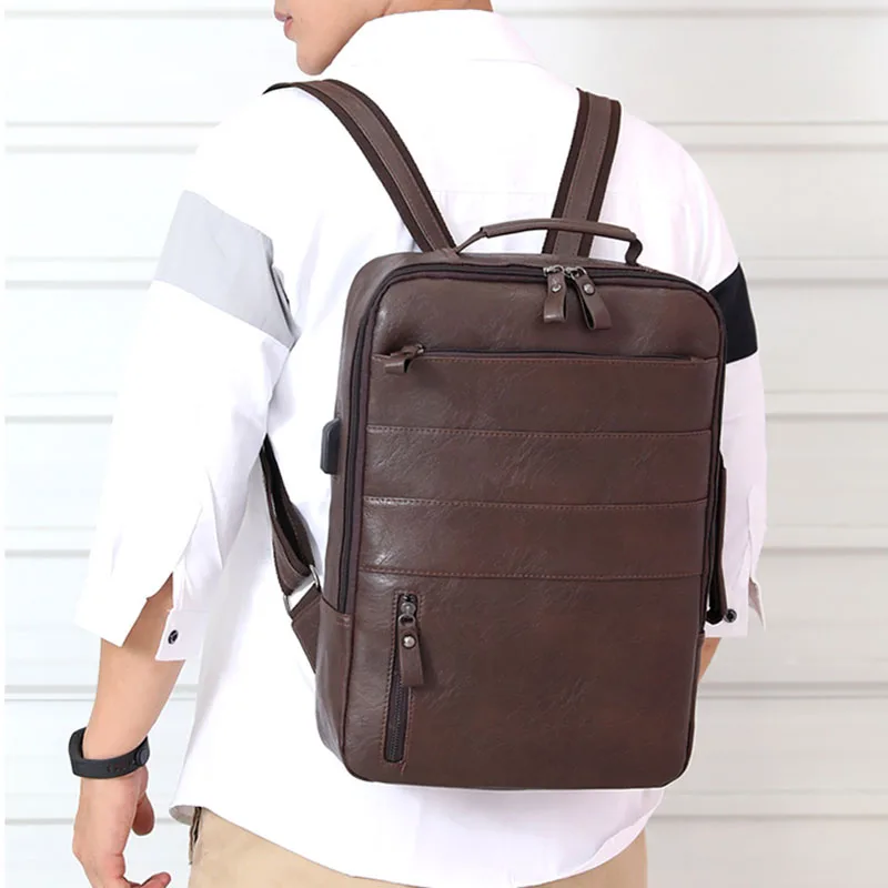 Модный мужской рюкзак из искусственной кожи с защитой от кражи дорожный для