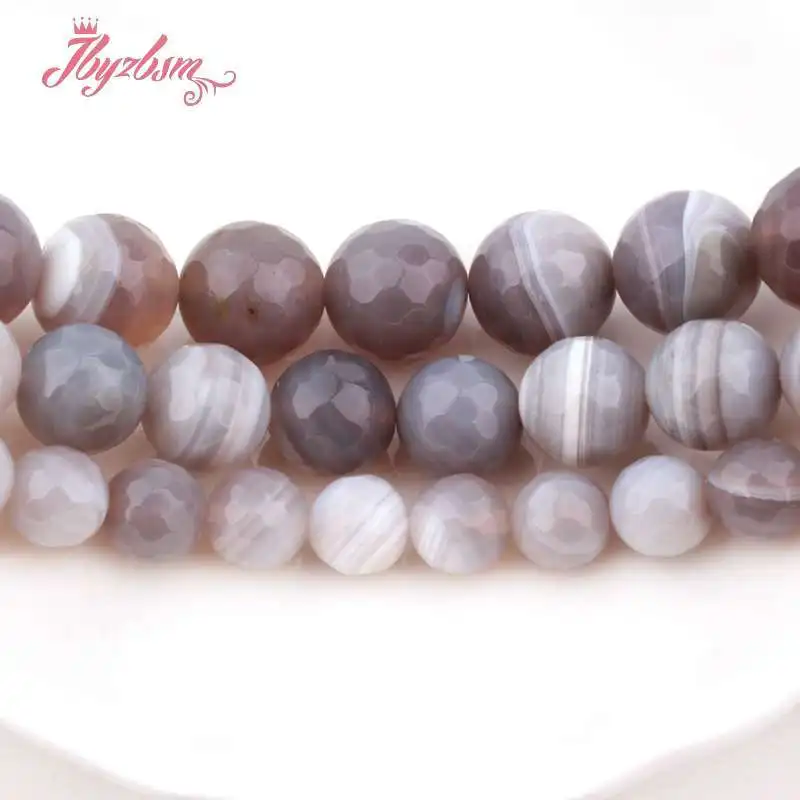 Натуральный мех серый полосатые Агаты Круглые граненые бусы с отверстием 6/8/10/12