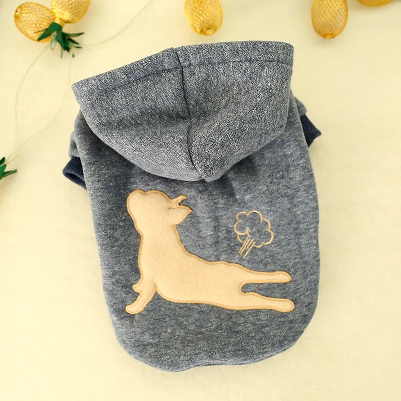 Французская одежда для бульдога серая толстовка с капюшоном собак мягкая теплая