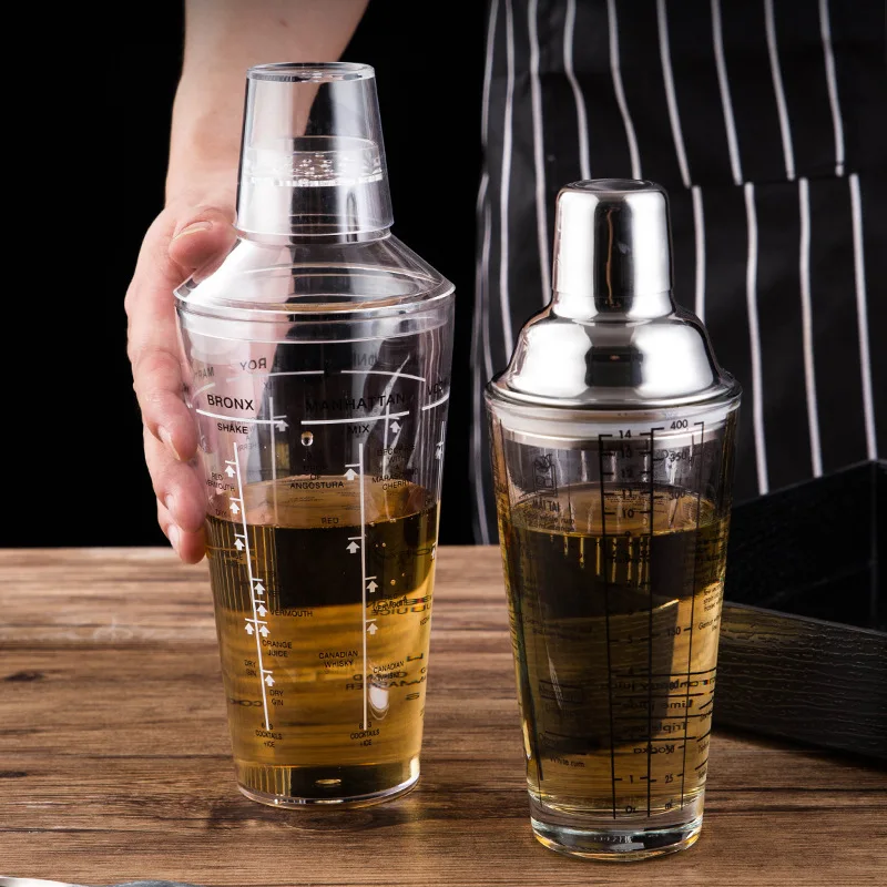 

PC/Glass Cocktail Shaker Mixer Wine Martini Boston Shaker for Bartender Drink Party Bar Tools 400ML/700ML with Scale Wine Mixer