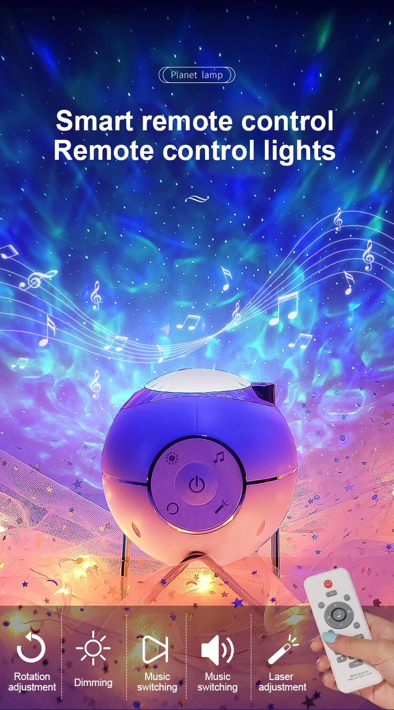 RGB светодиодный лазерный проектор звездного неба Галактическая лампа освещение