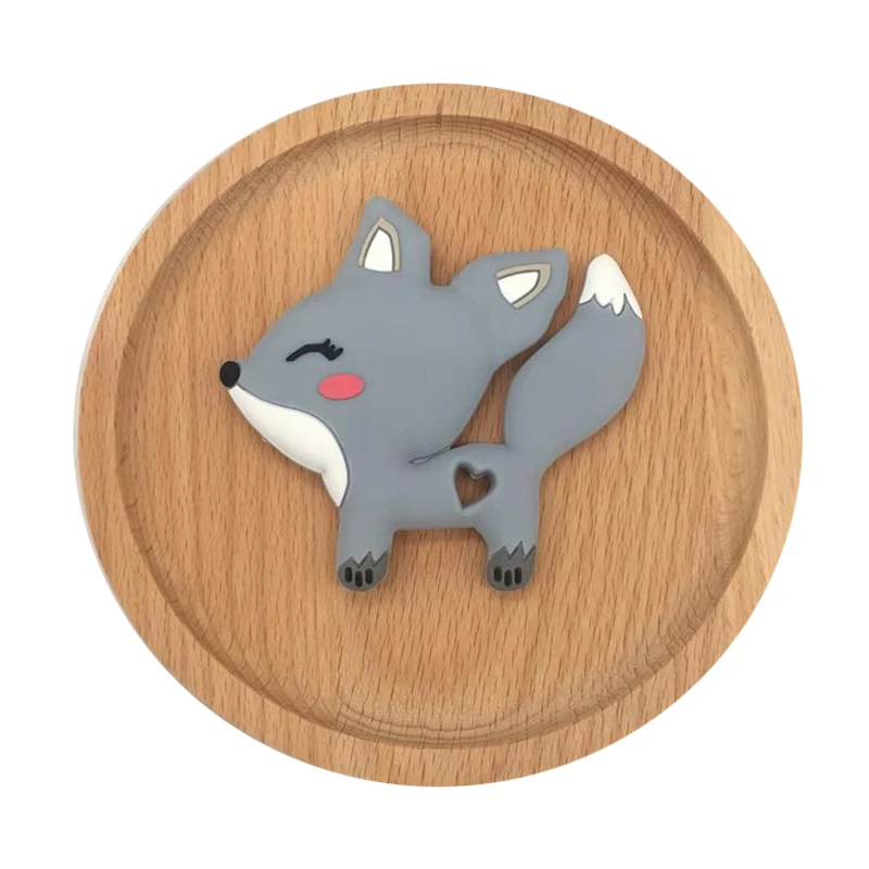 Силиконовый Прорезыватель для зубов с мультипликационным принтом Лиса ручной