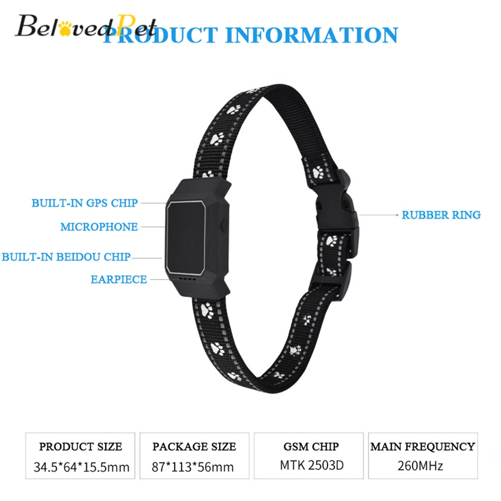 Оригинальный мини-умный gps-трекер для домашних животных с ошейником собак кошек