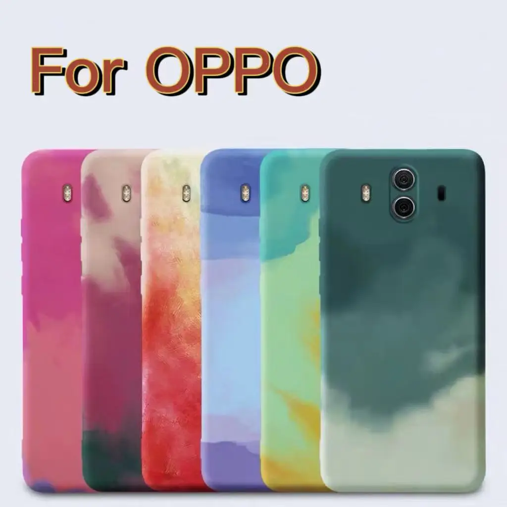 Акварель цветной градиентный чехол для OPPO a5s a8 a35 a52 a72 a91 a92s F9pro 11 reno4pro Камера