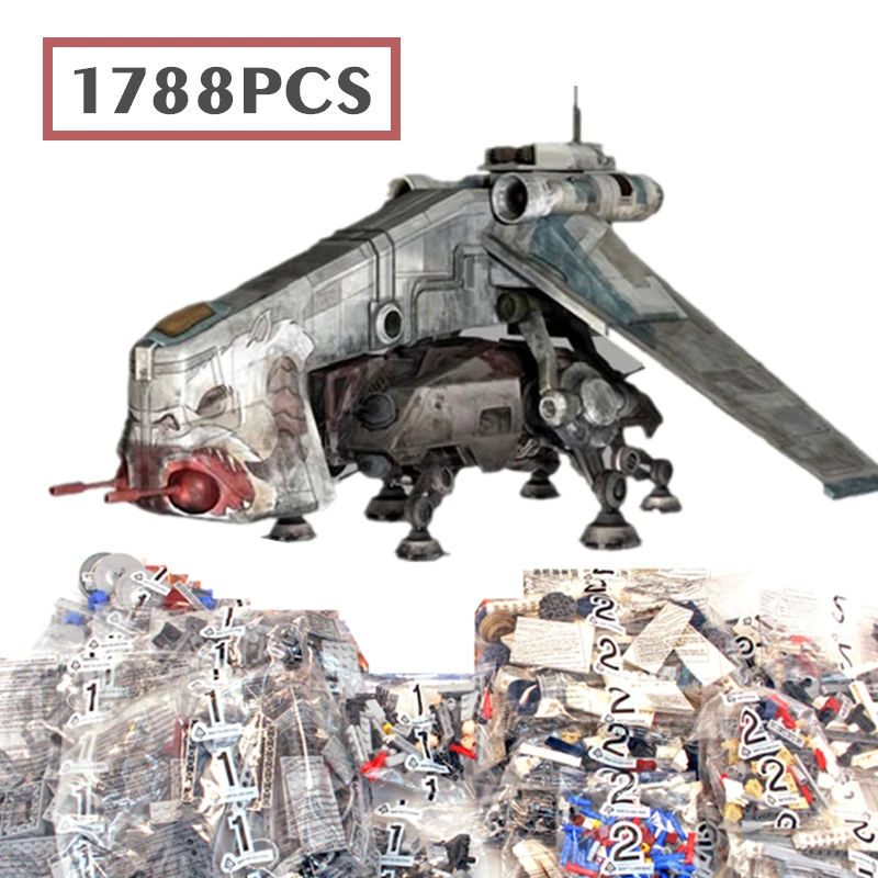 

1788PCS Star Space Wars Republic Dropship with AT-OT Walker Gunship Model Building Blocks Bricks Toy Christmas Gifts Kid