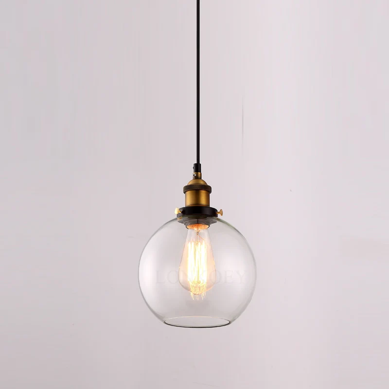 

A Retro Vintage Pendant Lights Clear Glass Lampshade Loft Pendant Lamps E27 110V 220V for Dinning Room Home Decoration Lighting