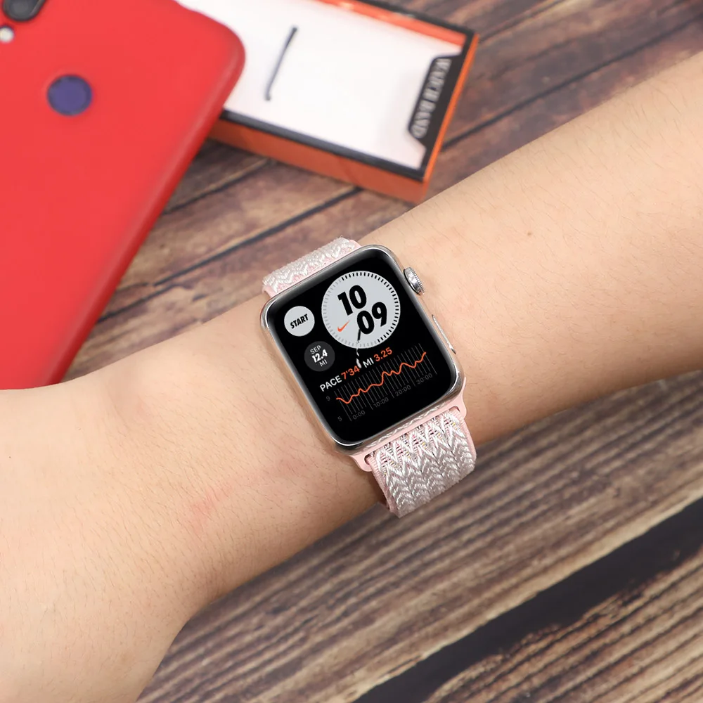 Scrunchie Strap for Apple watch band 44mm 40mm 38mm 42mm Adjustable Elastic Nylon solo Loop bracelet iWatch 3 4 5 6 se