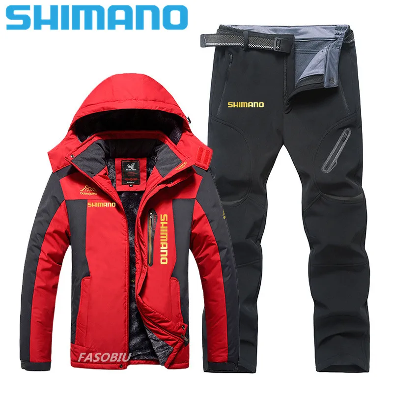

Shimano Men Suit for Fishing Jacket Waterproof Windproof Warm Thick Pants Fishing Shirt Sports Fishing Suit Winter Fishing Wear