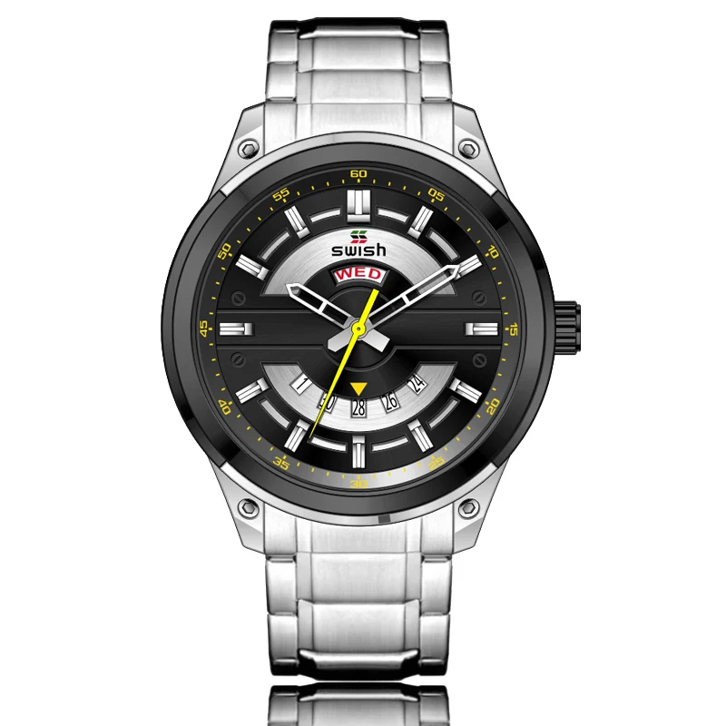 Часы наручные SWISH мужские с календарем деловые кварцевые брендовые