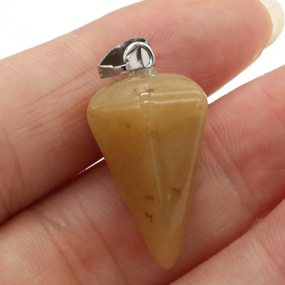 

Natural Stone Polygonal Cone-shaped Semi-precious Stones Pink Crystal Pendant for Making DIY Necklace Bracelet Size 15x25mm