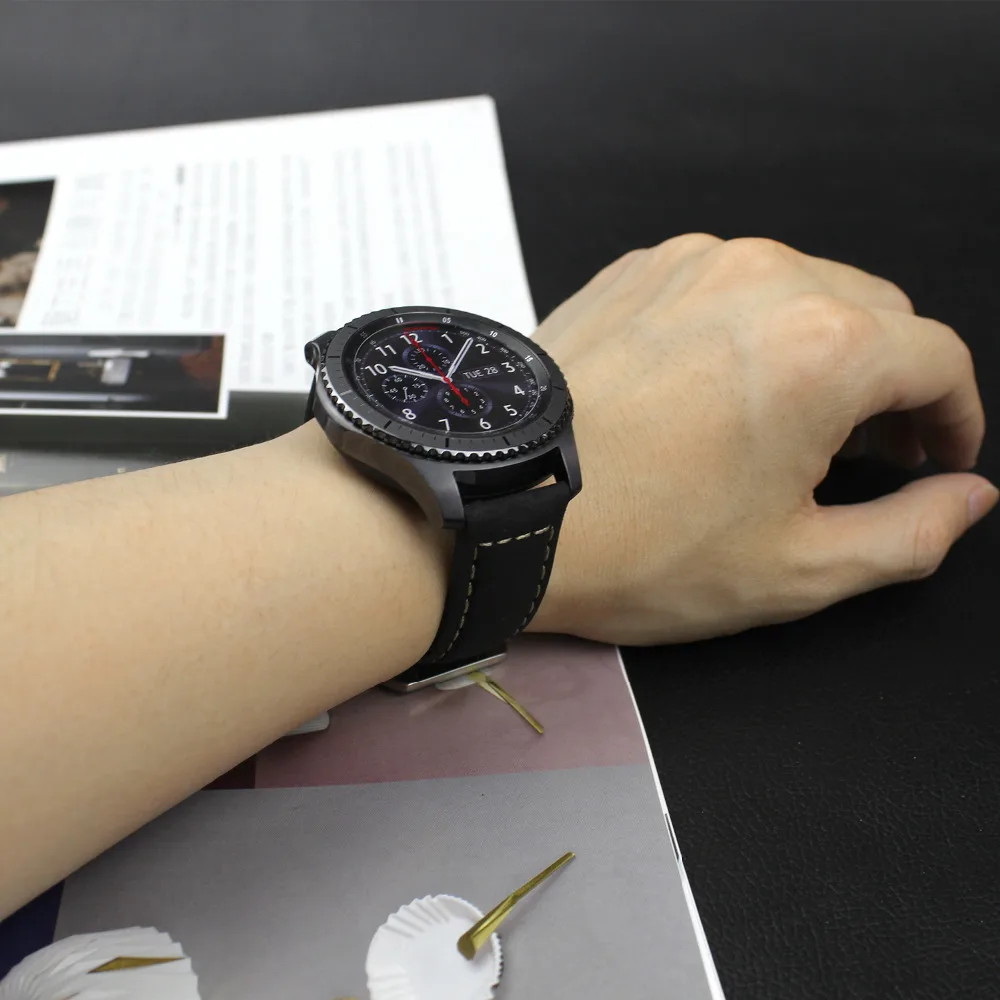 Кожаный ремешок для Samsung Galaxy watch 46 мм Gear s3 Frontier band Браслет 22 Huawei GT S 3 Classic 46|Ремешки
