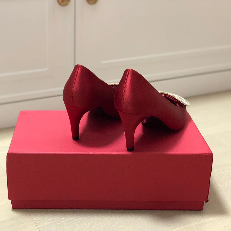 

kmeioo fashion wedding shoes for women jewel pumps round toe high heels crystal bridesmaid bride shoe stiletto 6.5cm