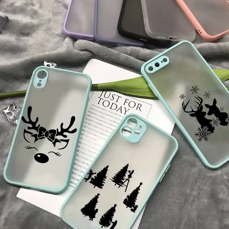 

Merry christmas happy learning Phone Case for iPhone 13 12 XS 11 pro max mini se2020 7 8 plus X XR color blue matte transparent