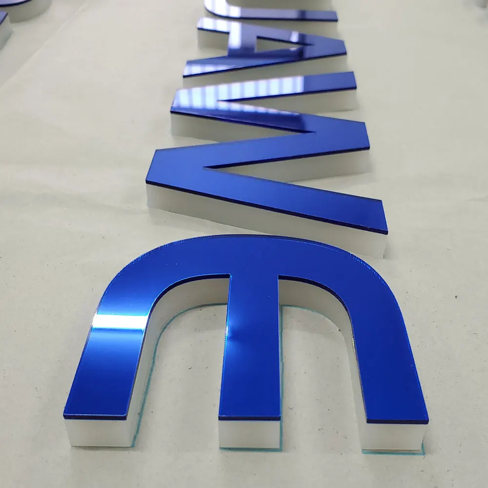 wholesale sign manufacturers blue painted acrylic easy mounting durable
