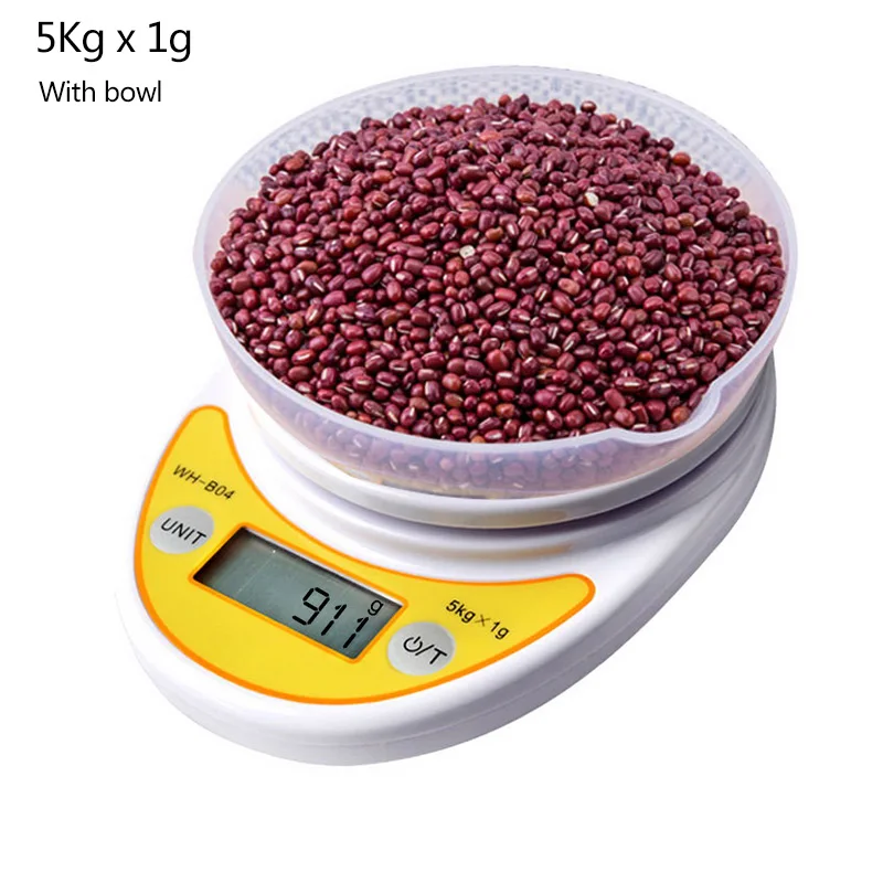 5kg-1g with bowl 5 кг/1 г 1 кг/0,1 г кухонные весы с ЖК-дисплеем Цифровой Высокоточный кухонные весы электронные весы измерительный вес для выпечки чая - Цвет: 5kg-1g with bowl
