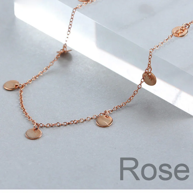 Rose Trustdaivs круглый чокер, ожерелье, цепочка, вечерние, маленький круг, Шарм для женщин, модные, 925 пробы, серебряные ювелирные изделия, подарок DA451 - Окраска металла: Rose