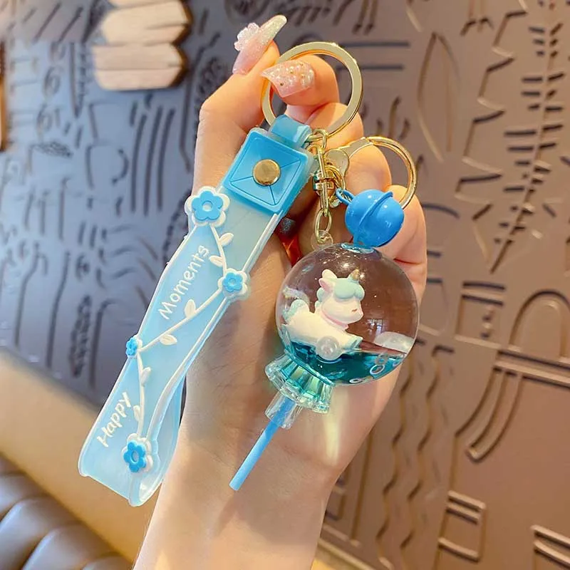 Креативный брелок для ключей с плавающим леденцом и зыбучим песком Мультяшные