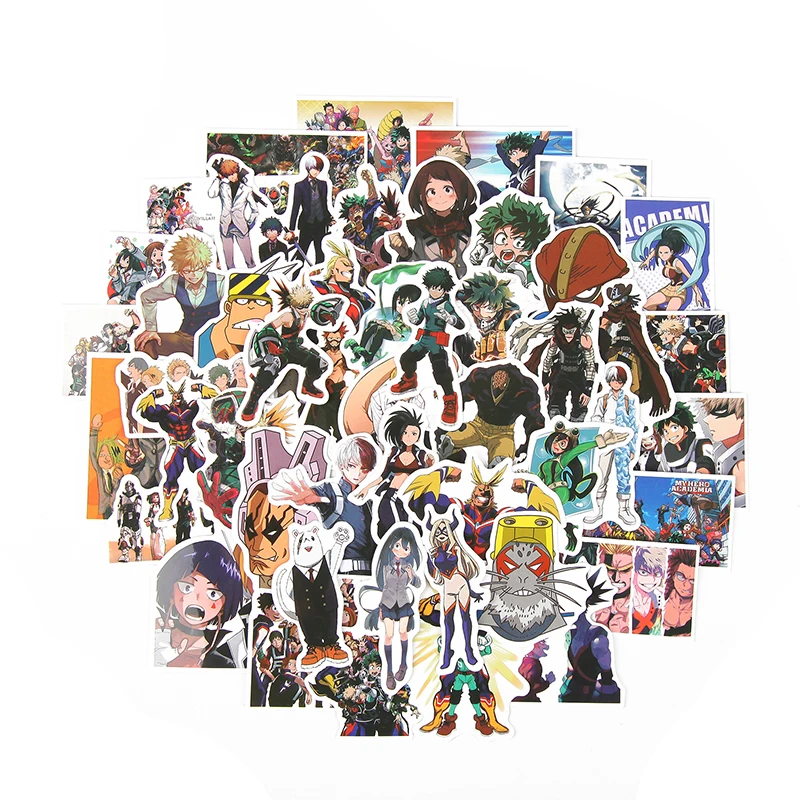 73 шт. Наклейки с периферийными персонажами мультфильма "Мой герой Академия" для чемодана, гитары, компьютера, скейтборда, декоративные наклейки в подарок.