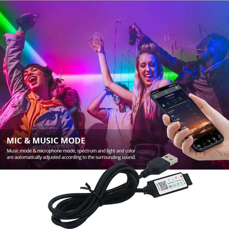 

5V/12V Mini USB Bluetooth RGB Light Strip Controller Smart USB Controller for SMD 3528 5050 RGB Light Strip APP Control