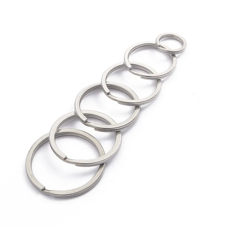 

10pcs/lot Wholesale 15mm 25mm 28mm 30mm 32mm Stainless Steel Key Ring Key Chain Rhodium Plated Flat Split Keychain Anahtarlik