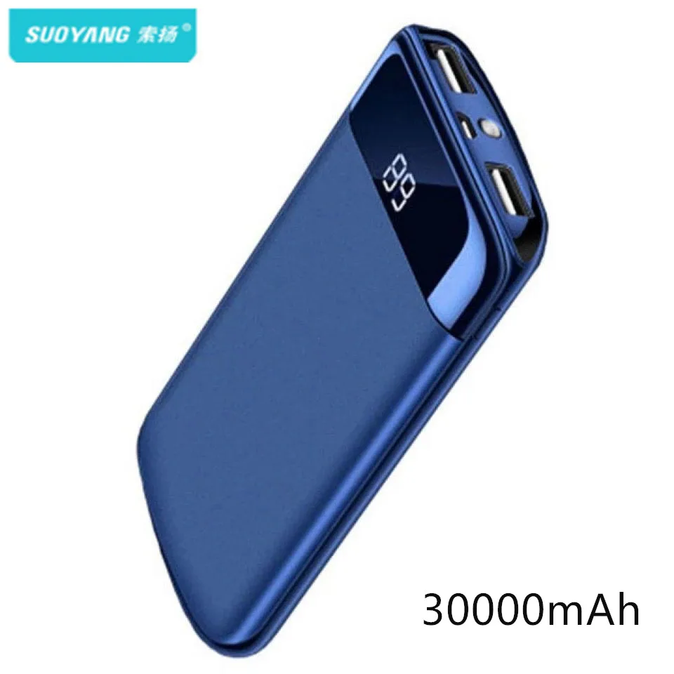 Действительно 30000 мАч Внешний аккумулятор внешний повербанк 2 USB светодиодный