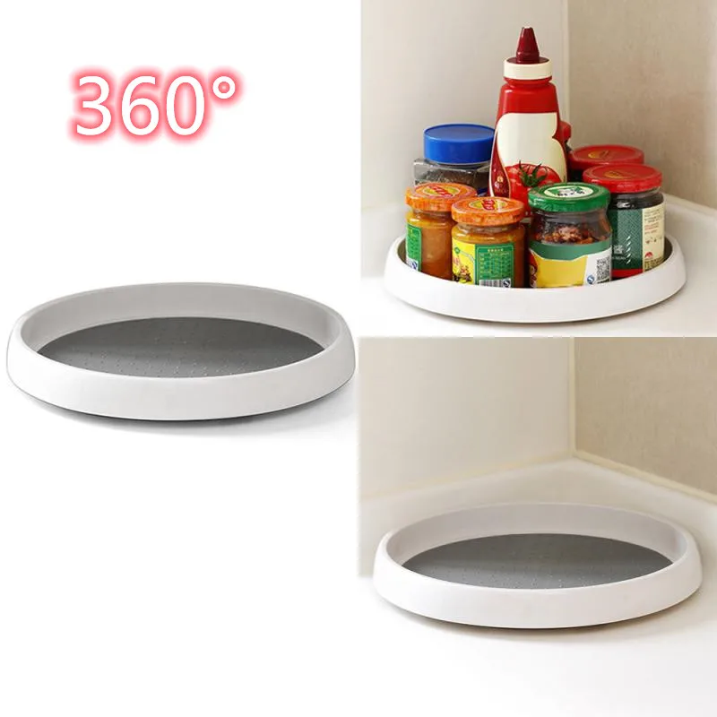 

360 Rotation Non-Skid Pantry Cabinet Rotating Storage Tray Convenient Rotating Spice Rack Non-Slip Home Cosmetics Organizer