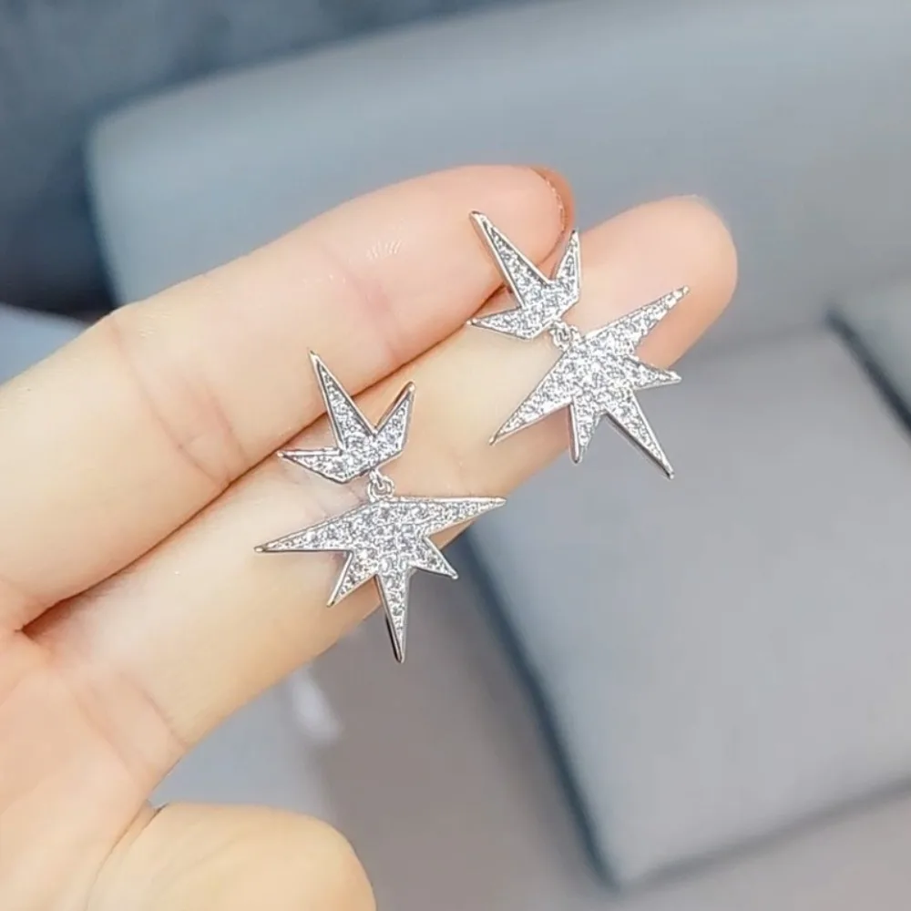 

AMC Korea Trendy Geometric Drop Earring For Women Luxury Round Dangle Earring AAA Cubic Zircon Bridal Wedding Party Jewelry Gift