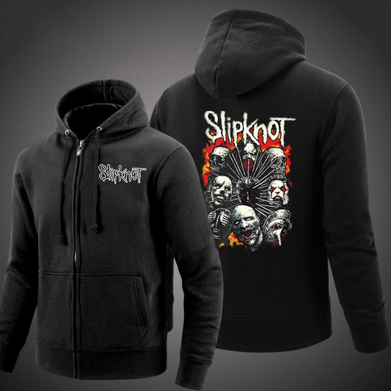 Мужская Повседневная Толстовка с металлическим принтом на молнии капюшоном в