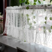 custom fresh pure color gauze curtain lace small curtain finished product partition gauze curtain half curtain wave point window