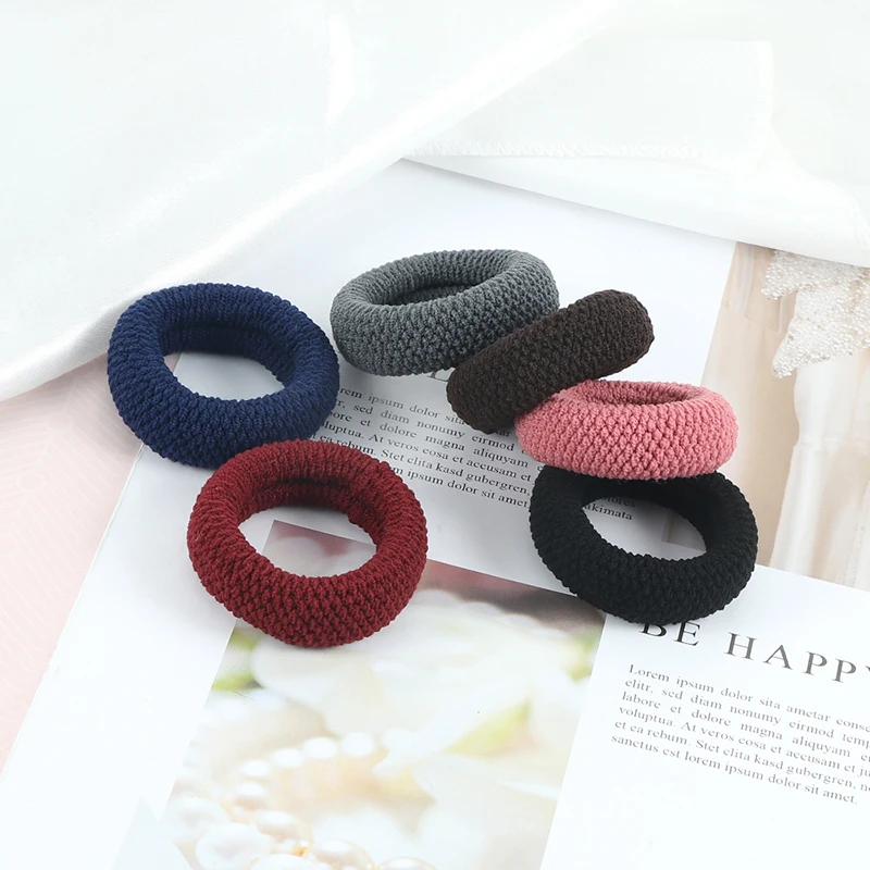 6Pcs Basic Simple Hair Bands Solid Color Seamless Wide Rubber Band for Women Girl High Elastic Scrunchie Accessories Holder |