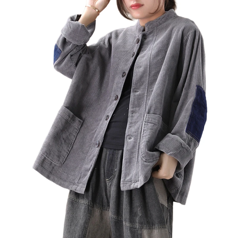 Модная свободная Вельветовая куртка для женщин новейшее пальто повседневное