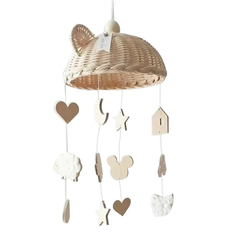 

Ins Baby Rattan Rattles Crib Mobiles Toy Bed Bell Musical Box Wooden Animals for Cots Projection Room Decoration