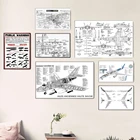 Винтажные плакаты с изображением самолета, украшение для детской комнаты, Настенная живопись на холсте, картины, Декор, бесплатная доставка