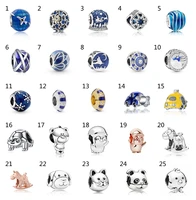 cute animal cat dog dinosaur charmblue series beads suitable for original pandora charm bracelet diy jewelry gift