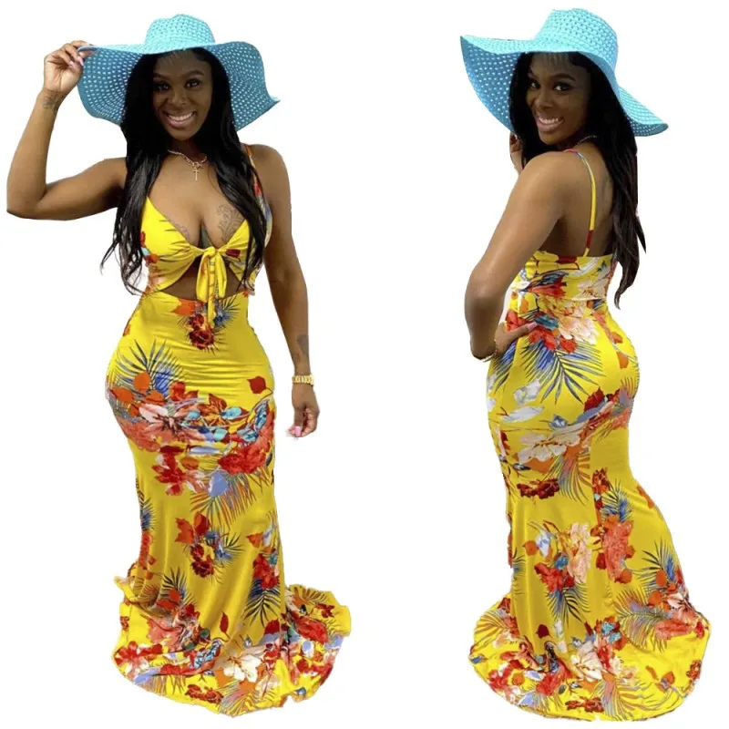 

Sexy Suspender Dress African Dress Dashiki Print Strapless Back Slim Long Dress 2021 Summer Womens Vestidos Elegantes Para Mujer