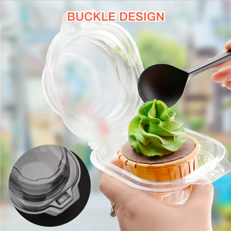 

50 Pcs Transparent Cake Box Cupcake Packing Box Plastic Food Storage Container High Quality