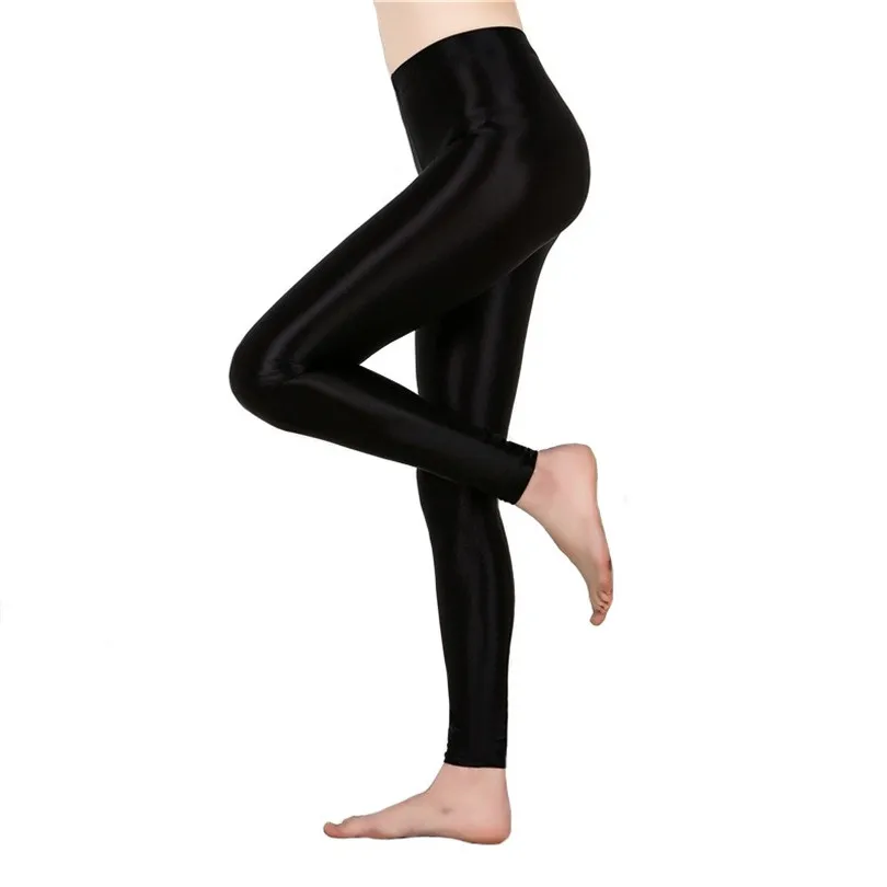CKAHSBI Spandex Black White Women Satin Glossy Leggings Shiny Neon High Waist Stretch Workout Fitness Tights Fitness Trousers