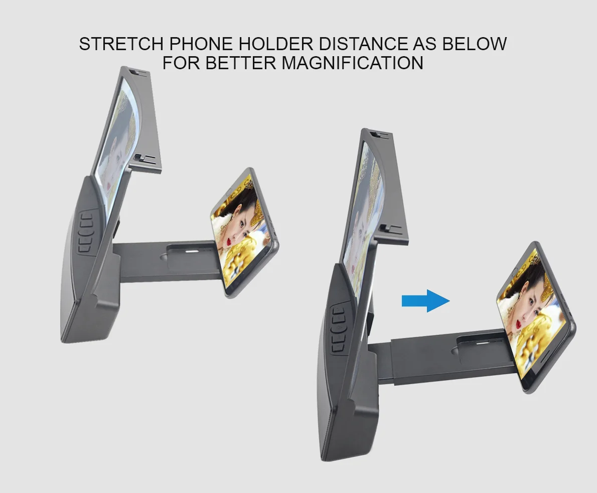 

3D Phone Screen Amplifier With Bluetooth Speaker Adjustable Phones Stand Holder Visor For Cell Phone Screen Expander Magnifying