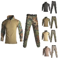 military ghillie suit camouflage hunting clothing with detachable knee pads tactical army training uniform shirt pants