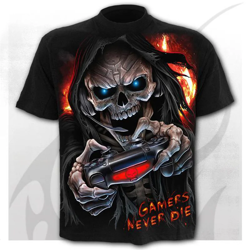 

2021 men's summer new 3D horror head print round neck fashion trend short-sleeved T-shirt