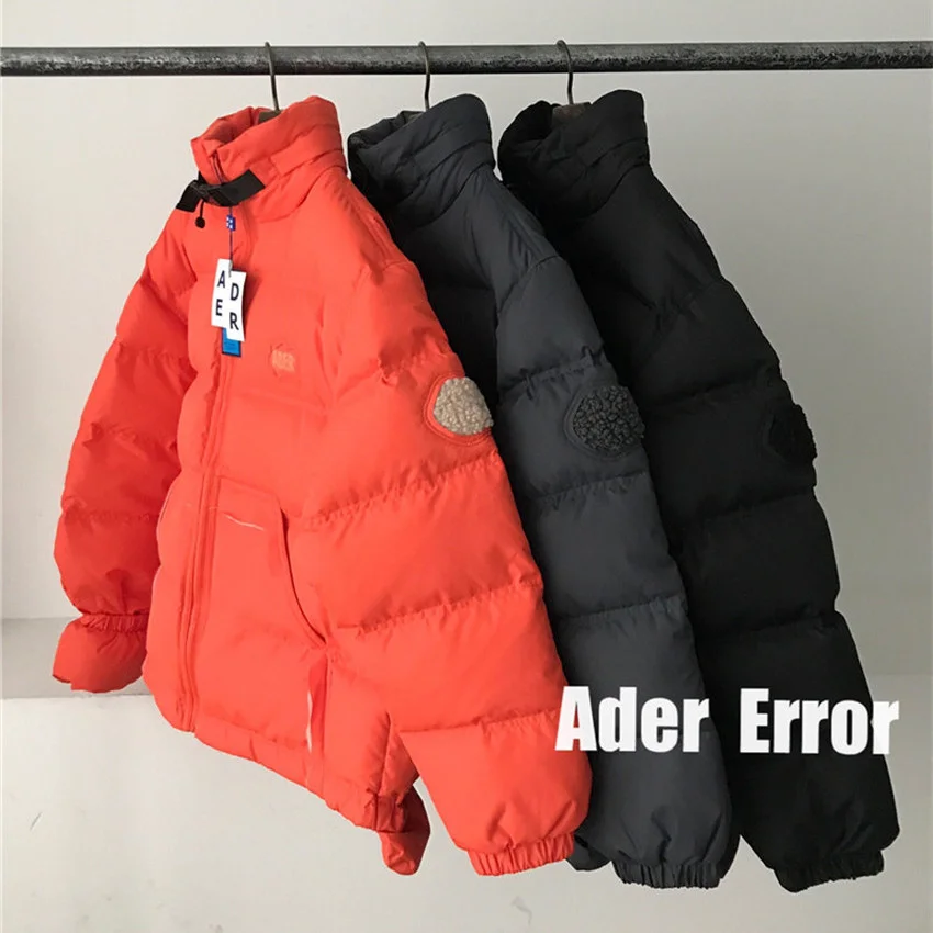 

ADER ERROR Logo Down Coats Men Women 1:1 High Quality Winter Zipper Thick Adererror Coat Safety Button Collar Inside Tag Label