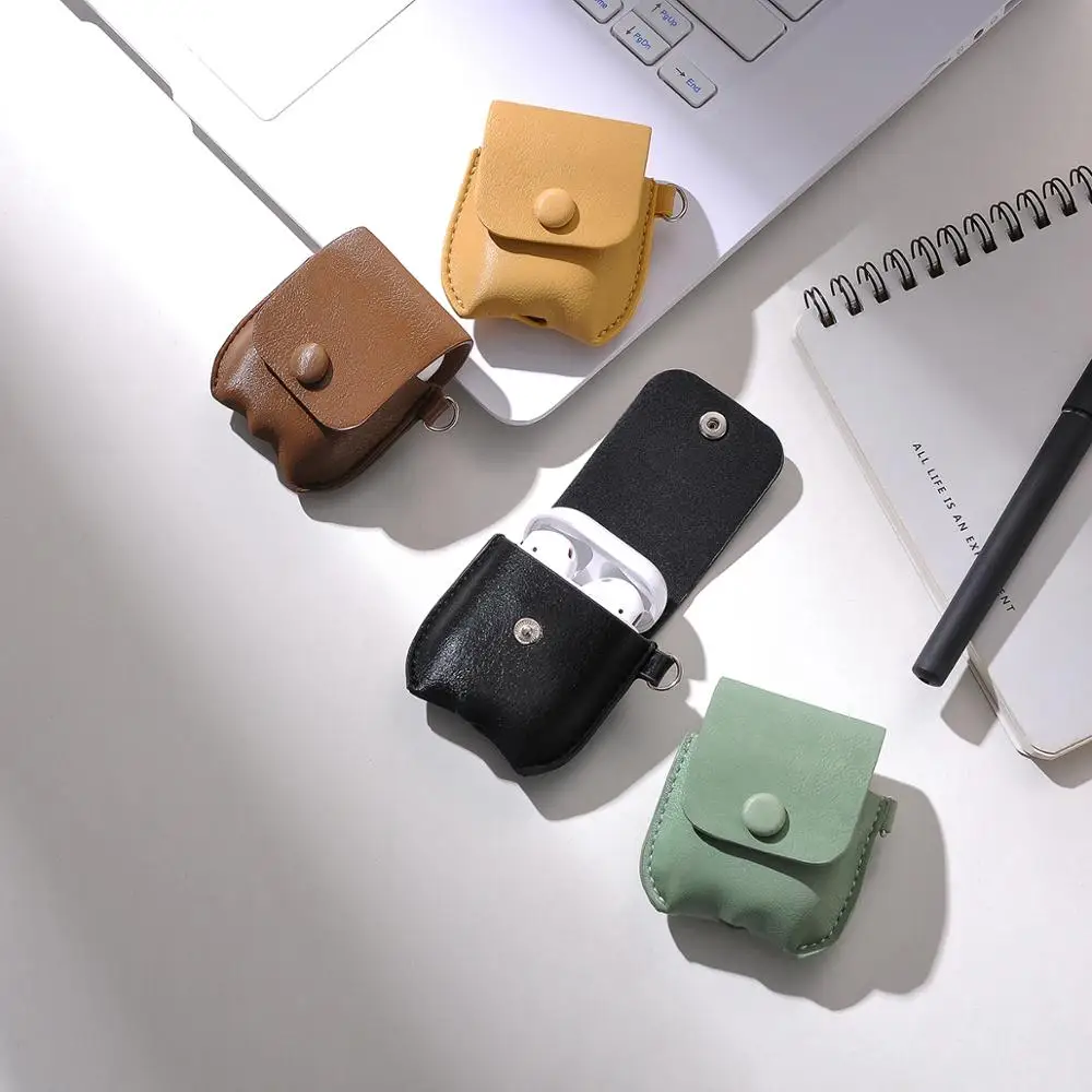 Защитный кожаный чехол airpods для Apple наушников с Bluetooth Airpods 1/ 2 зарядная коробка |