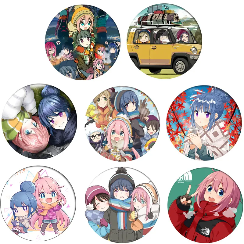 

Anime Yuru Camp Cosplay Badge Kagamihara nadeshiko Shima Rin Brooch Pin Accessories For Clothes Backpack Decoration gift