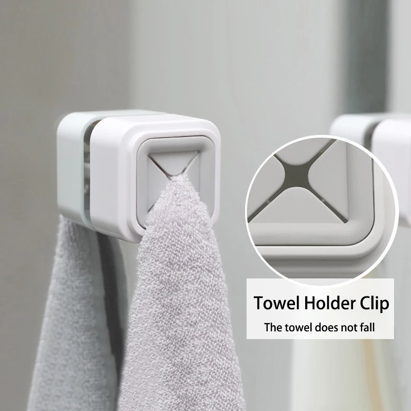 

Wall Mounted Towel Holder for Bathroom Kitchen Towel Rack Self Adhesive Clothes Towel Hanger Wash Cloth Clip Bathroom Organizer