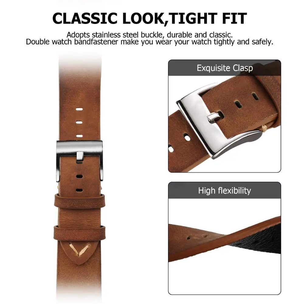 Ремешок для часов из натуральной кожи коричневый Apple Watch Series 4 3 2 1 38 42 мм