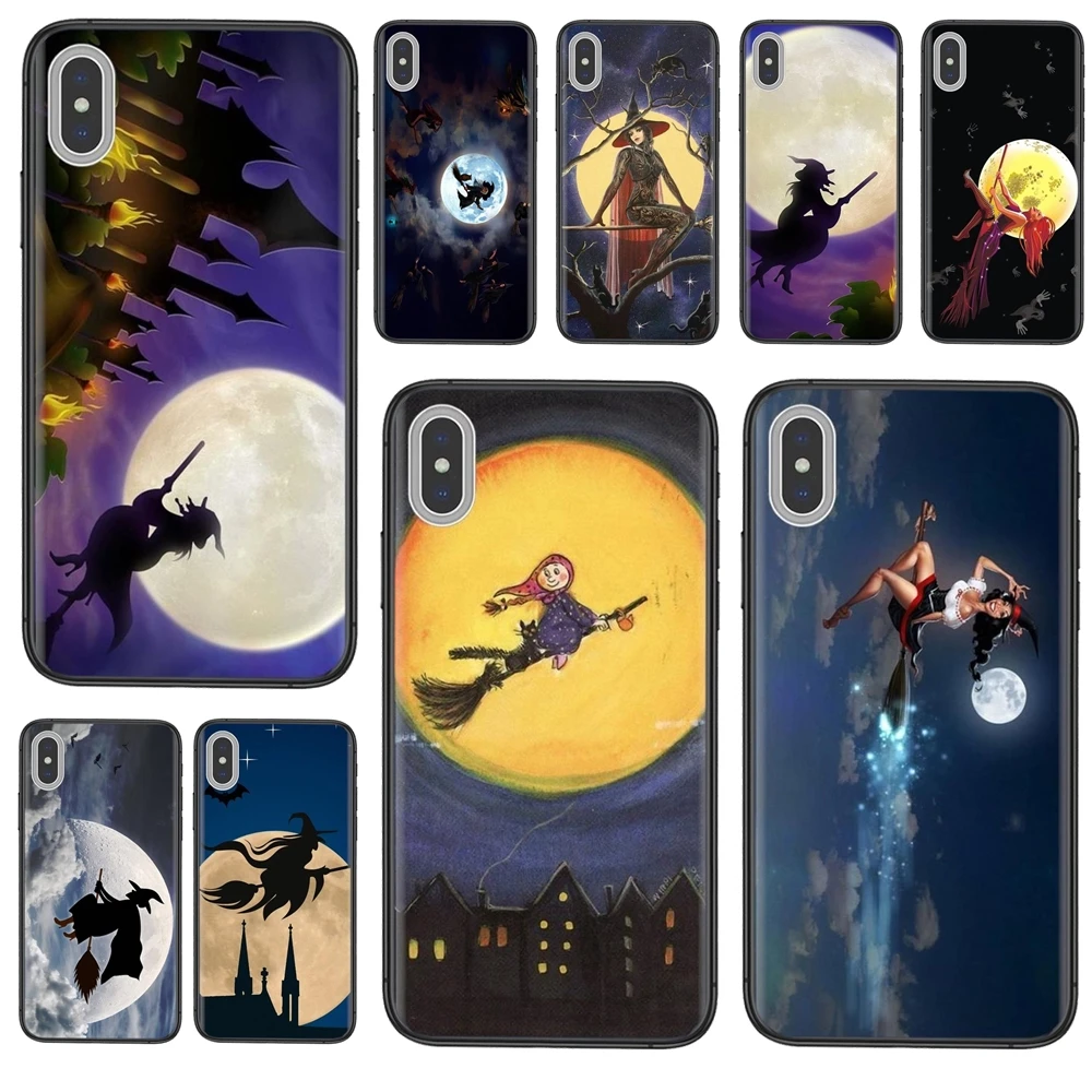 Черная Водонепроницаемая 3D картина полцены Хэллоуин ведьма летающая метла луна