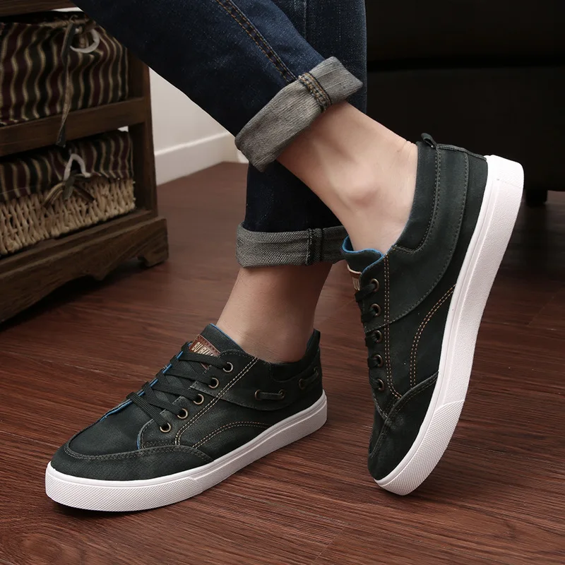 

Men Casual Canvas Shoes Fashion Lace-up Denim Canvas Shoes Mens Comfortable Rubber Sole Breathable Shoes Autumn Chaussure Homme